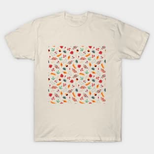 Corgi Autumn Leaves Pattern - Cream Background T-Shirt